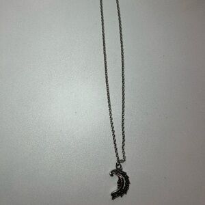 Elegant Silver Crescent Pendant Necklace